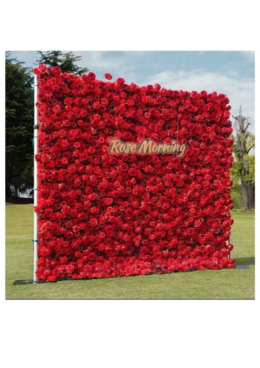 Red rose 3D flower wall backdrop for hire in Perth